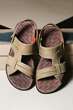 Letnie męskie sandały skórzane Bonis Original 25 oliwkowe.  8018079 zdjęcie №2