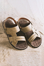 Letnie męskie sandały skórzane Bonis Original 25 oliwkowe.  8018079 zdjęcie №4