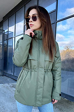 Straight-cut jacket with drawstring in olive color. AllReal 8042079 photo №1