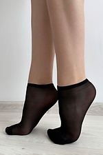 A set of three pairs of short nylon socks with footprints in black, 20 denier  8055080 photo №3
