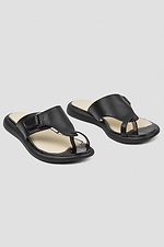 Жіночі чорні шльопанці з натуральної шкіри 4207082 фото №2