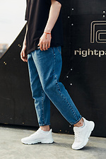 Синие джинсы бананы оверсайз зауженные TUR WEAR 8037082 фото №1