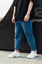 Синие джинсы бананы оверсайз зауженные TUR WEAR 8037082 фото №4