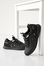 Подростковые кроссовки кожаные весенне-осенние черные  2505083 фото №4