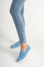 Женские синие замшевые туфли.  4206083 фото №2