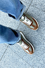 Damen-Sneaker aus olivgrünem Leder und Wildleder  4207083 Foto №3