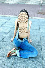 Damen-Sneaker aus olivgrünem Leder und Wildleder  4207083 Foto №4