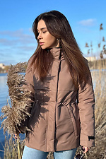 Straight-cut jacket with a beige drawstring. AllReal 8042083 photo №1