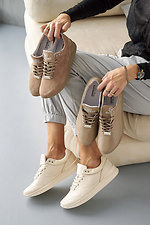 Damen-Sneakers aus Wildleder Frühling-Herbst-Beige 2505084 Foto №2