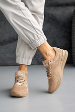 Zamszowe sneakersy damskie w kolorze wiosenno-jesiennym w kolorze beżowym  2505084 zdjęcie №4