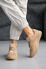Damen-Sneakers aus Wildleder Frühling-Herbst-Beige 2505084 Foto №4