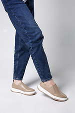Women's leather slip-ons in cappuccino color. 4206084 photo №4