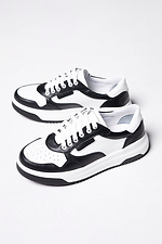 Black and white leather platform sneakers.  4207084 photo №2