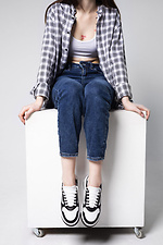 Black and white leather platform sneakers.  4207084 photo №5