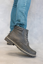 Зимние кожаные ботинки для мужчин черные 8019084 фото №3