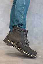 Зимние кожаные ботинки для мужчин черные 8019084 фото №4
