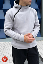 Gray brushed cotton hoodie with hood Reload 8031084 photo №2