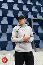 Gray brushed cotton hoodie with hood Reload 8031084 photo №3