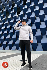Grauer Hoodie aus gebürsteter Baumwolle mit Kapuze Reload 8031084 Foto №5