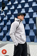 Grauer Hoodie aus gebürsteter Baumwolle mit Kapuze Reload 8031084 Foto №6