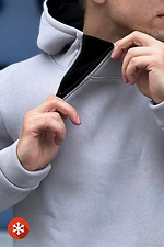 Gray brushed cotton hoodie with hood Reload 8031084 photo №7