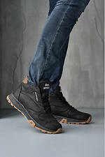 Men's winter leather sneakers black high  2505085 photo №2