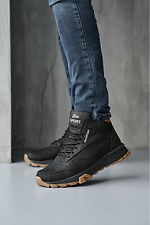 Men's winter leather sneakers black high  2505085 photo №4