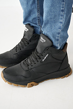 Men's winter leather sneakers black high  2505085 photo №9