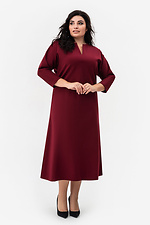 Klassisches burgunderrotes Damenkleid in A-Linie mit kurzen Ärmeln Garne 3042085 Foto №1