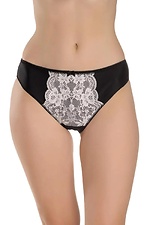 Mid-rise black cotton panties with lace ORO 4027085 photo №1