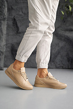 Женские кроссовки кожаные весенне-осенние бежевые  2505086 фото №5