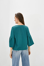 Зеленая оверсайз блуза RUBY с широкими укороченными рукавами Garne 3038086 фото №3