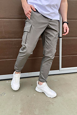 Gray cotton cargo pants with drawstrings and large pockets TUR WEAR 8037086 photo №1