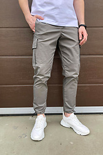 Серые коттоновые брюки карго с затяжками и большими карманами TUR WEAR 8037086 фото №2