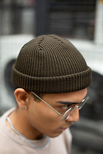 Minimalist wool blend beanie with lapel Without 8048086 photo №2