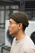 Minimalist wool blend beanie with lapel Without 8048086 photo №4