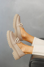Жіночі туфлі шкіряні весняно-осінні бежеві  2505087 фото №9