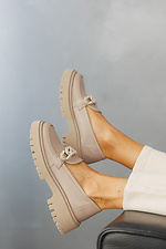 Женские туфли кожаные весенне-осенние бежевые  2505087 фото №10