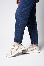 Женские светлые кроссовки с темно-бежевыми вставками.  4206087 фото №2