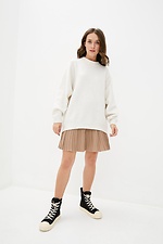 Short warm pleated skirt in pastel shade flared  4038088 photo №2
