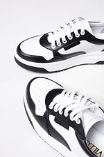 Black and white leather platform sneakers.  4206088 photo №4