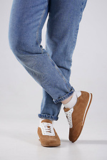 Damen braune Wildleder-Sneaker — echtes Wildleder  4207088 Foto №4
