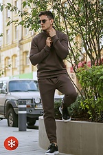 Мужской спортивный костюм на флисе коричневого цвета VDLK 8031088 фото №5