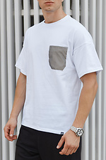White cotton T-shirt with reflective pocket TUR WEAR 8037088 photo №1