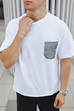 White cotton T-shirt with reflective pocket TUR WEAR 8037088 photo №5