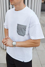 White cotton T-shirt with reflective pocket TUR WEAR 8037088 photo №6