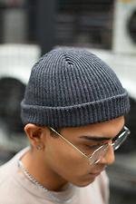 Minimalist wool blend beanie with lapel Without 8048088 photo №2