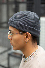 Minimalist wool blend beanie with lapel Without 8048088 photo №4