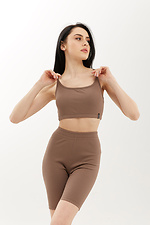 NAYA brown ribbed knit suit: high-rise cycling shorts and crop top Garne 3040089 photo №1