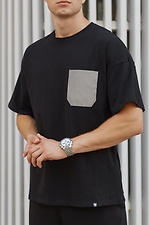 Black cotton T-shirt with reflective pocket TUR WEAR 8037089 photo №1